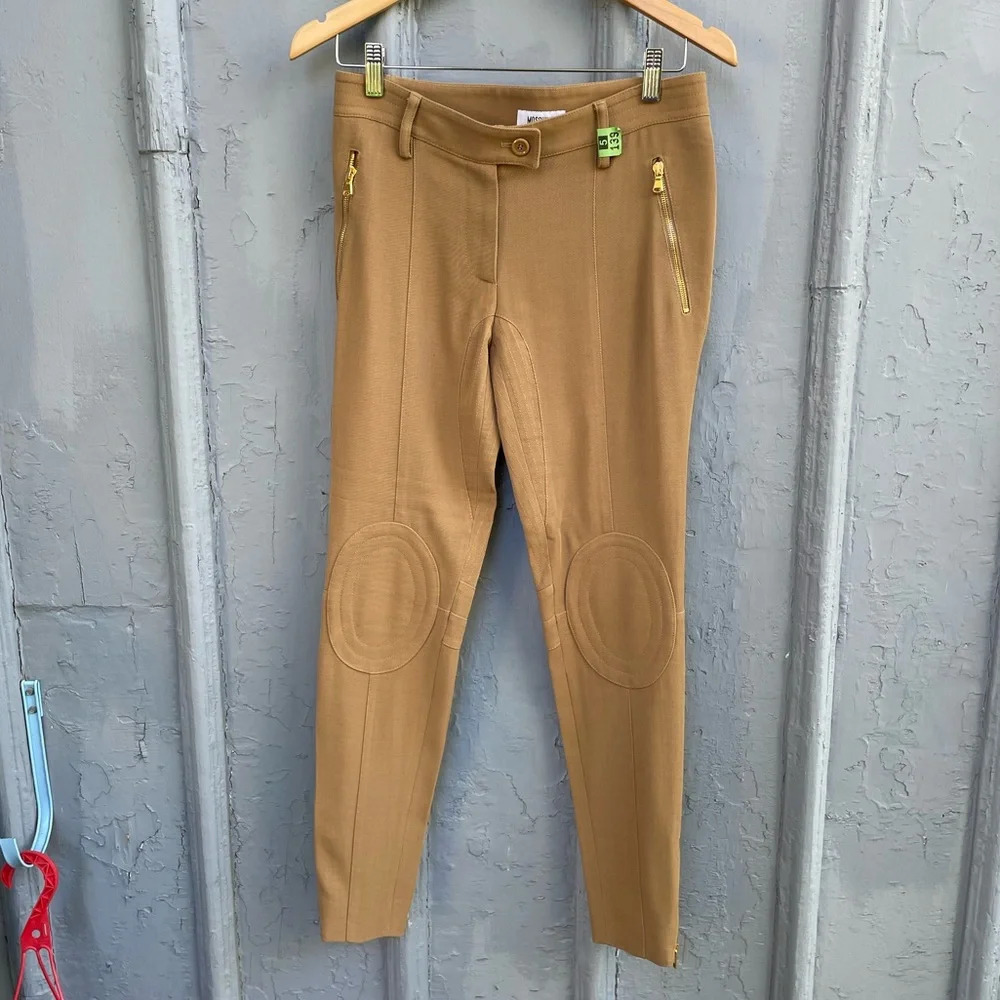 Moschino Khaki Wool Blend Riding  Trousers, size 6